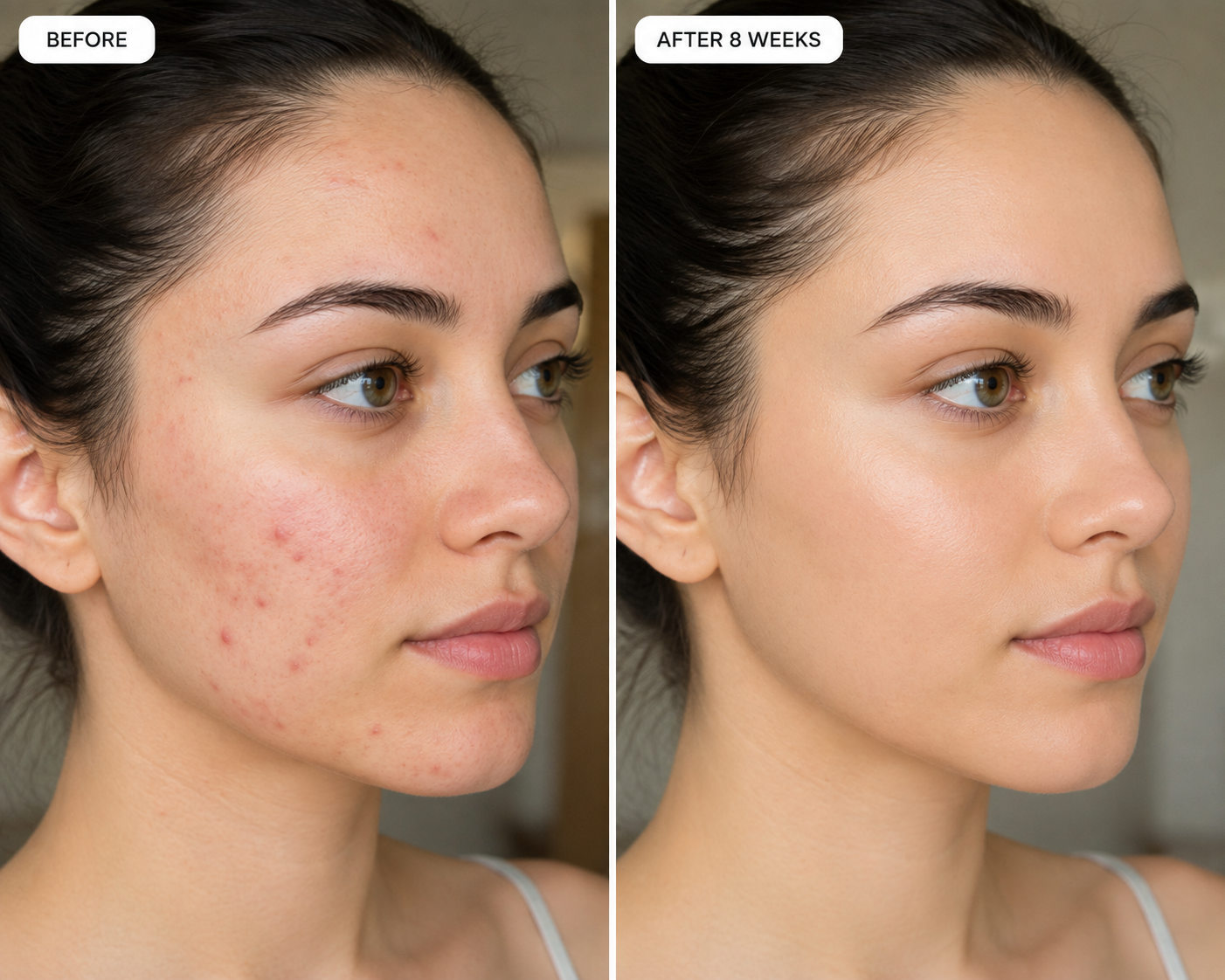 Before and after skincare results