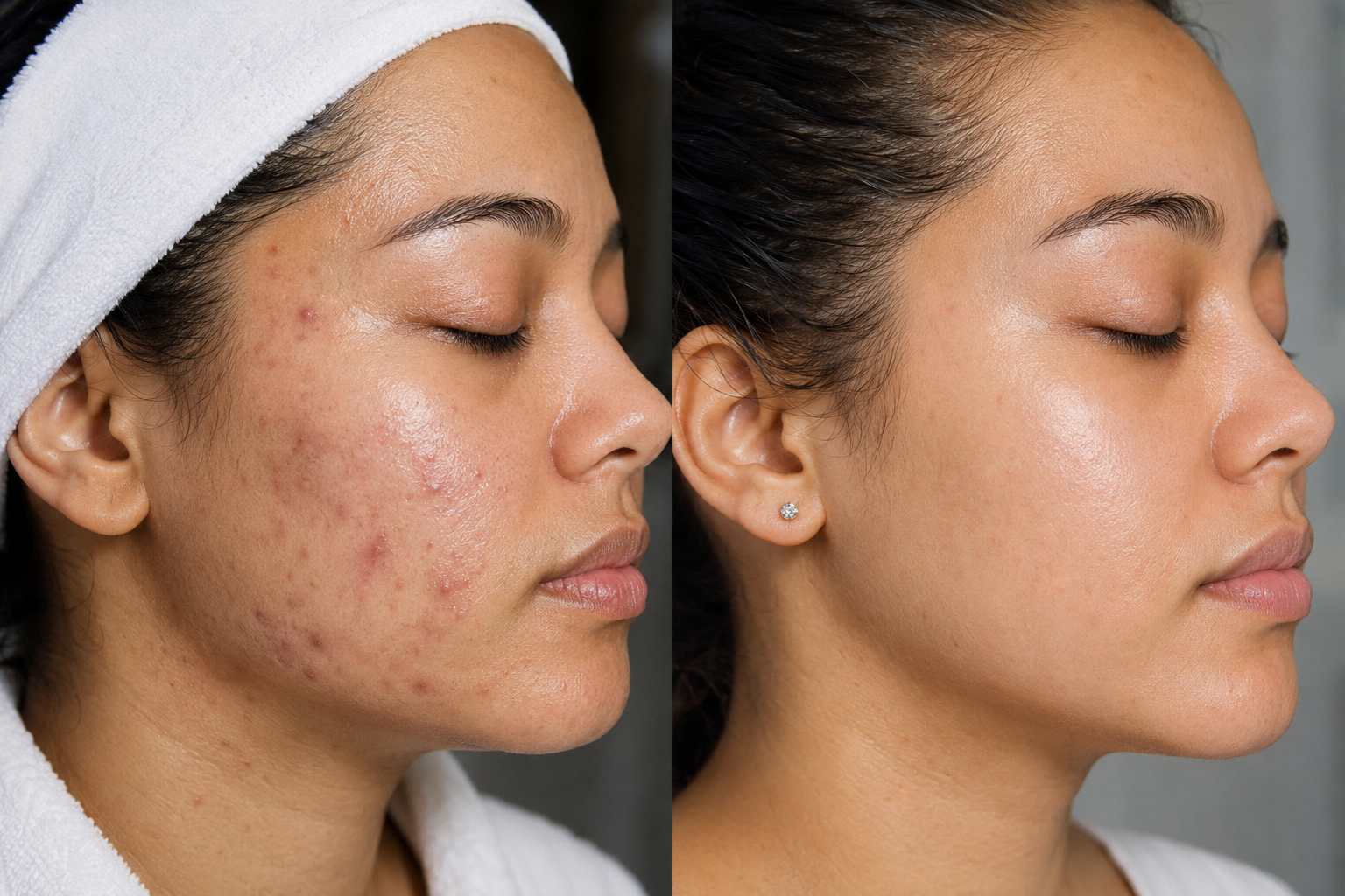 Before and after skincare results