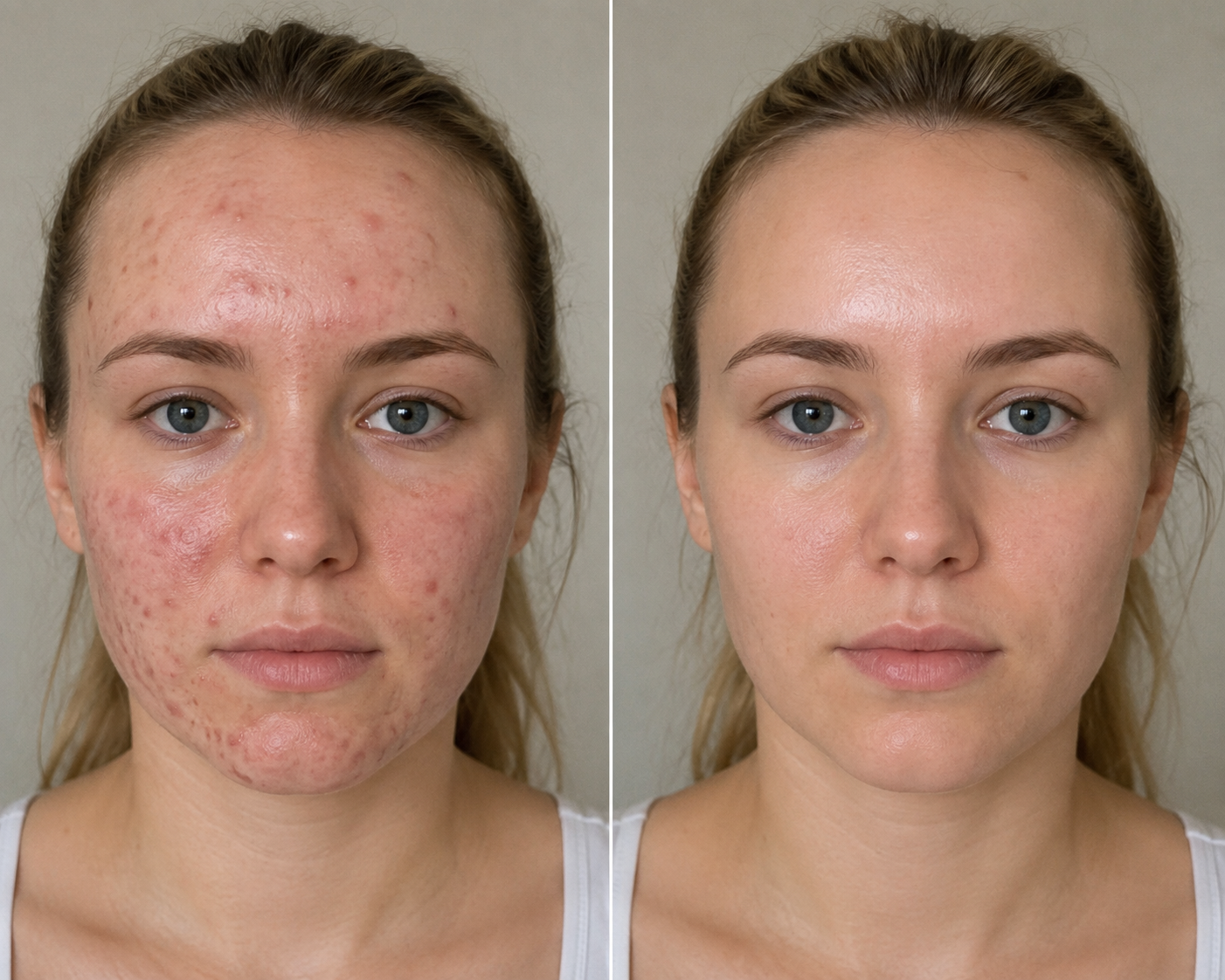 Before and after skincare results