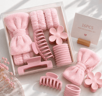 16-Piece Pink Self-Care & Hair Accessories Set - Lushora beauty