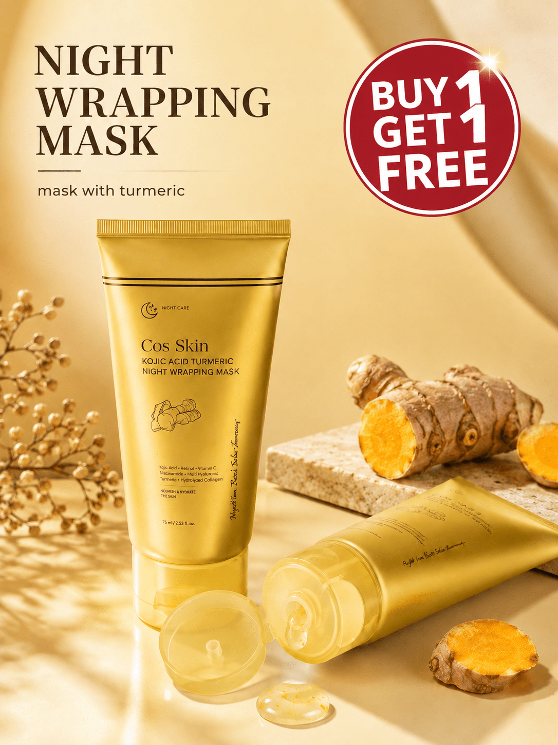 Turmeric Collagen Tear-Off Mask (With Scraper) Gentle Cleansing Moisturizing Nourishing - Lushora beauty