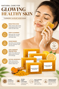 Lushora Turmeric & Kojic Acid Glow Soap Set – 6-Piece Handmade Face & Body Soap - Lushora beauty