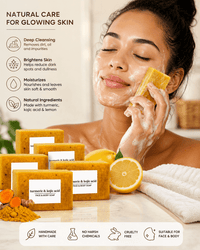Lushora Turmeric & Kojic Acid Glow Soap Set – 6-Piece Handmade Face & Body Soap - Lushora beauty
